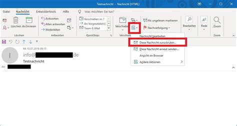 mail zurückrufen outlook